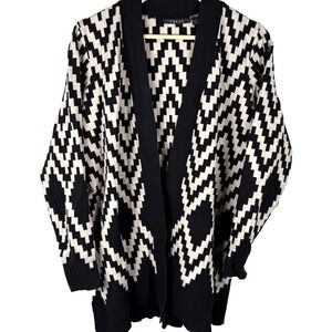 Cyrus Knit Open Long Cardigan‎ Sweater Geometric Quiet Luxury Womens XL